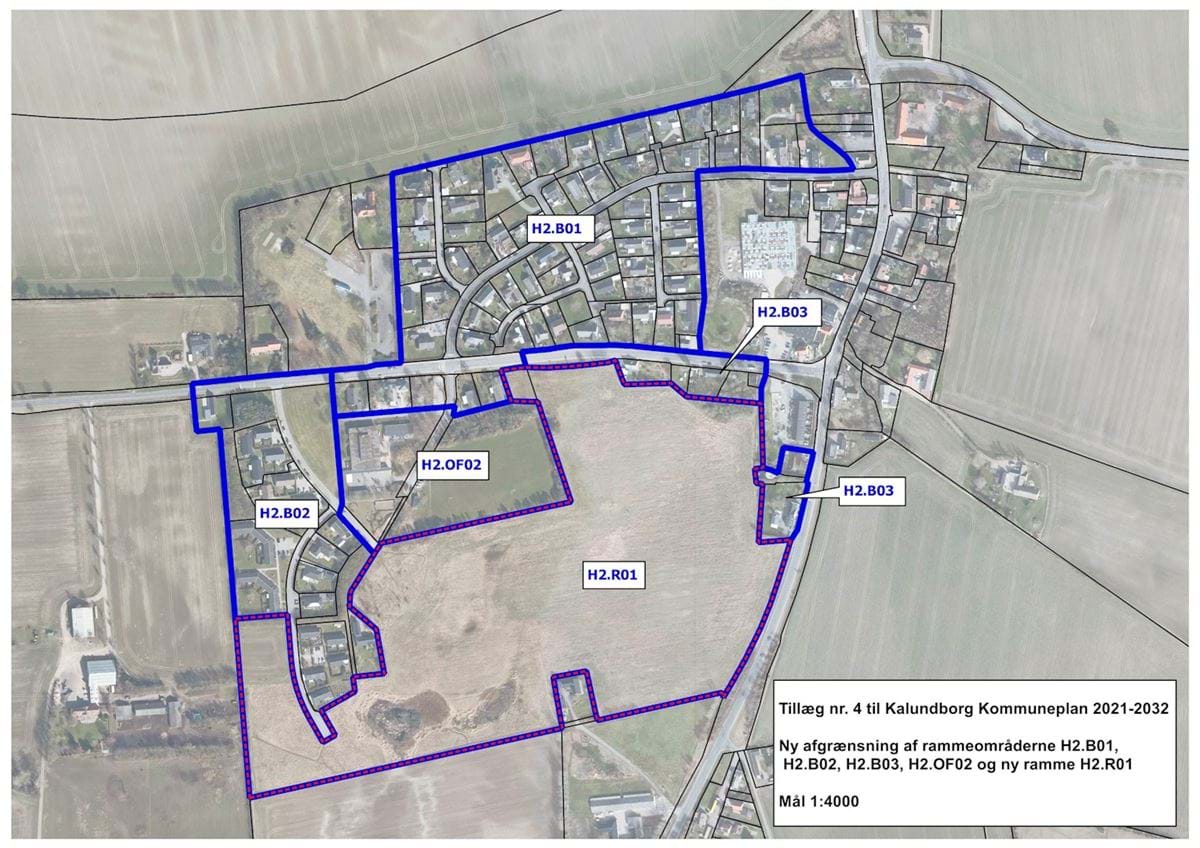 Ny afgrænsning af rammeområderne H2.B01, H2B02, H2.B03, H2.OF02 samt ny ramme H2.R01