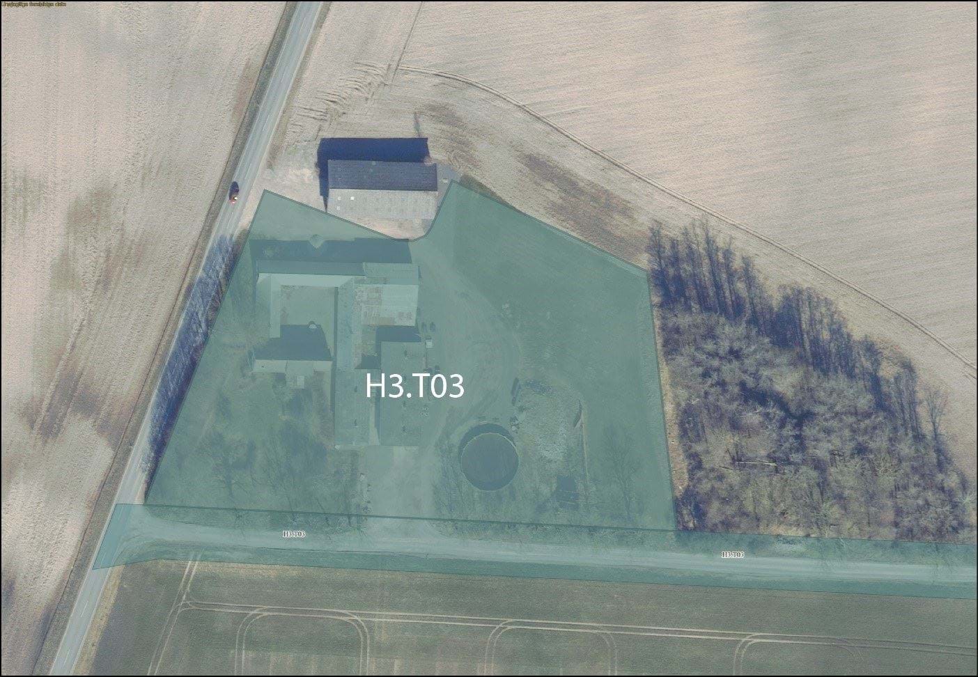 Figur 3 – Udsnit af rammeområde H3.T03, som viser projektområdet for PtX-anlægget